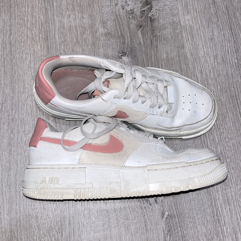 Nike Air Force 1s pink and white size 8